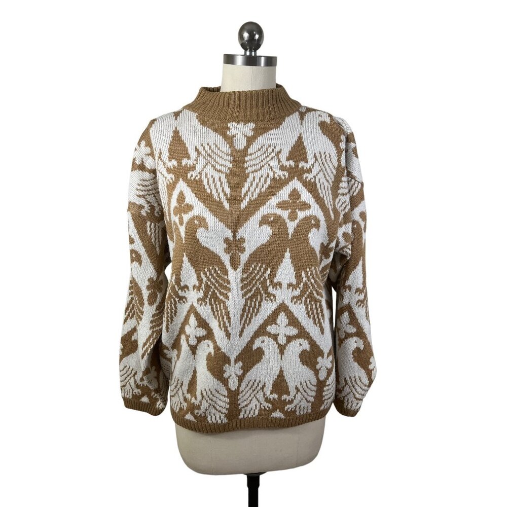 J.J. Browne VTG Y2K Sweater Womens Large Brown Dove Le Fleur Cottage Boho